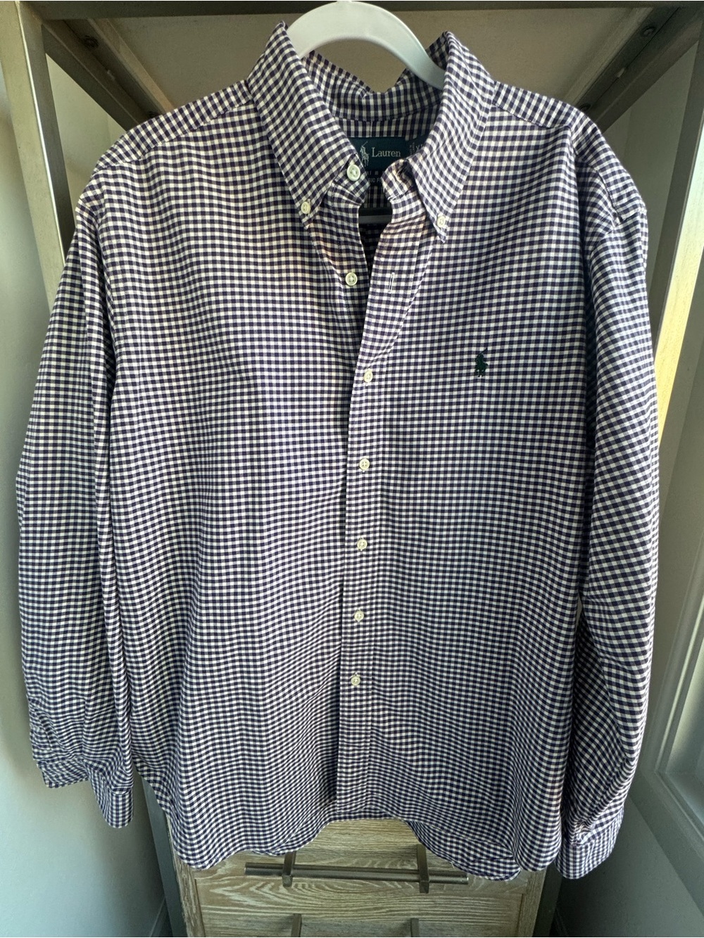 Polo by Ralph Lauren Navy and White Gingham Button-Down Shirt